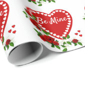 バレンタインデー追加文字赤いハートバラギフト ラッピングペーパー (ロールコーナー)