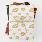 バレンタインデー金ゴールドグリッター紙吹雪キス ラッピングペーパーシート (インサイチュ)