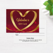 バレンタインデー金ゴールドハートリボンレッドギフトカード (デスク)