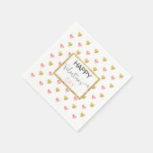 バレンタインデー金ゴールドピンクグリッターハート – ナプキン スタンダードカクテルナプキン (角)