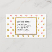 バレンタインデー金ゴールドピンクグリッターハート 割引カード (裏面)