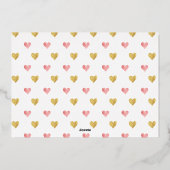 バレンタインデー金ゴールドピンクグリッターハート 箔シーズンカード (裏面)