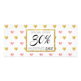 バレンタインデー金ゴールドピンクハート – 割引カード ラックカード