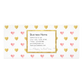 バレンタインデー金ゴールドピンクハート – 割引カード ラックカード (裏面)