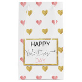 バレンタインデー金ゴールドピンクハート – 小抱き枕 スモールペーパーバッグ (裏面)