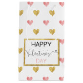 バレンタインデー金ゴールドピンクハート – 小抱き枕 スモールペーパーバッグ (正面)