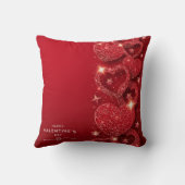 バレンタインデー金ゴールド星きらめくハート赤 クッション (裏面)