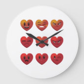 バレンタインデー間抜け顔ハートおもしろい ラージ壁時計 (正面)