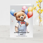 バレンタインデー限定 かわいいクマの風船 カード (黄色い花)