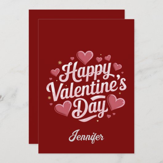 バレンタインデー限定 赤いハートの特別なカード シーズンカード (正面/裏面)