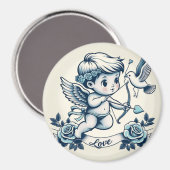 バレンタインデー青いキューピッド マグネット (正面/裏面)