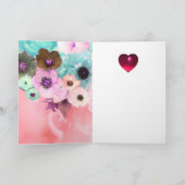 バレンタインデー青いピンクのバラ、アネモネの花 シーズンカード (内部)