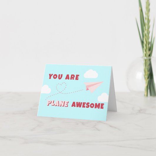 バレンタインデー飛行機素晴らし折り畳みノートカード ノートカード (正面)