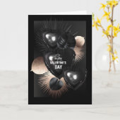 バレンタインデー黒とバラ金ゴールドハート離れ、 カード (黄色い花)