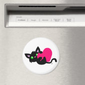 バレンタインデー黒子猫ボタンマグネット マグネット (インサイチュ (食洗機))