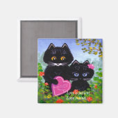 バレンタインデー黒猫ハート創造物 マグネット (正面/裏面)