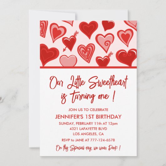バレンタインデー1日の誕生日の招待状1回 招待状 (正面)
