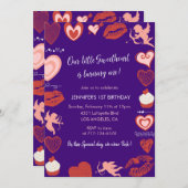 バレンタインデー1日の誕生日の私たちの小さな恋人 招待状 (正面/裏面)