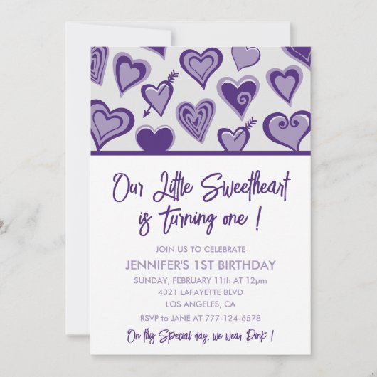 バレンタインデー1日2月の誕生日の招待 招待状 (正面)