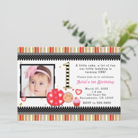 バレンタインデー1st誕生日パーティー写真招待状 招待状 (スタンド正面)