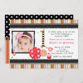 バレンタインデー1st誕生日パーティー写真招待状 招待状 (正面/裏面)