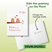 バレンタインデー2かわいいピンクのフクロムホリデーカード シーズンカード