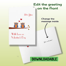 バレンタインデー2かわいいブルーフクロムホリデーカード シーズンカード