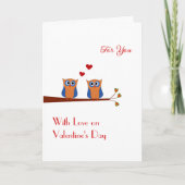 バレンタインデー2かわいいブルーフクロムホリデーカード シーズンカード (正面)