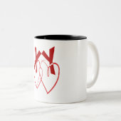 バレンタインデー2かわいい赤いハート愛 ツートーンマグカップ (正面右)