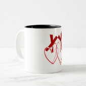 バレンタインデー2かわいい赤いハート愛 ツートーンマグカップ (正面左)