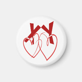 バレンタインデー2かわいい赤いハート愛 マグネット