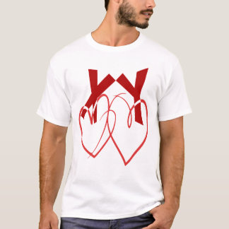 バレンタインデー2かわいい赤いハート愛 Tシャツ