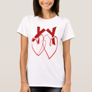 バレンタインデー2かわいい赤いハート愛 Tシャツ