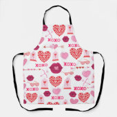 バレンタインデー2023の背景(ハート付き) エプロン (正面)
