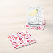 バレンタインデー2023の背景(ハート付き) スクエアペーパーコースター (インサイチュ)