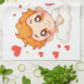 バレンタインデー2025かわいい天使よくはしゃぐたち❤️👼 キッチンタオル (折り畳み)