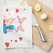 バレンタインデー2025かわいい天使よくはしゃぐたち❤️👼 キッチンタオル (四つ折り)