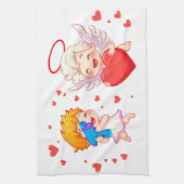 バレンタインデー2025かわいい天使よくはしゃぐたち❤️👼 キッチンタオル (縦)