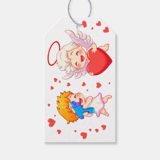 バレンタインデー2025かわいい天使よくはしゃぐたち❤️👼 ギフトタグ (正面)