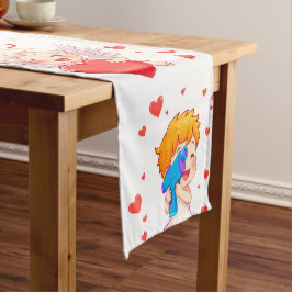 バレンタインデー2025かわいい天使よくはしゃぐたち❤️👼 ショートテーブルランナー