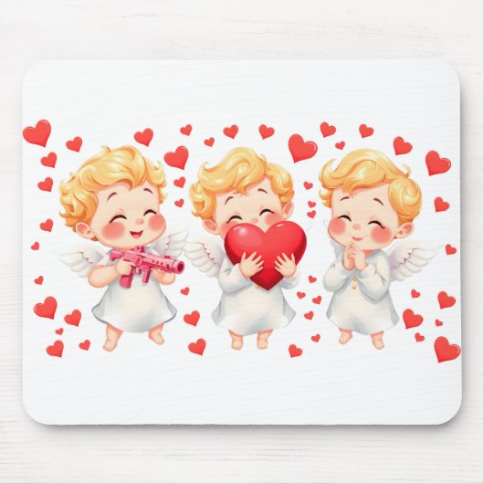 バレンタインデー2025かわいい天使よくはしゃぐたち❤️👼 マウスパッド (正面)