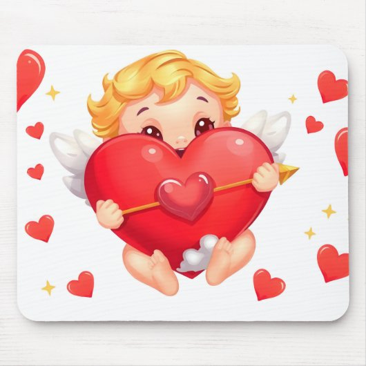 バレンタインデー2025かわいい天使よくはしゃぐたち❤️👼 マウスパッド (正面)