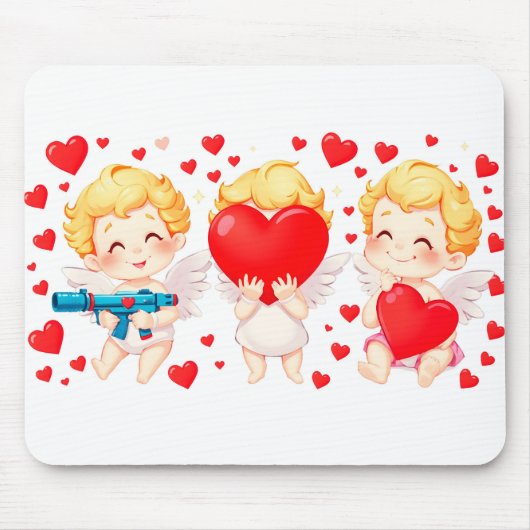 バレンタインデー2025かわいい天使よくはしゃぐたち❤️👼 マウスパッド (正面)