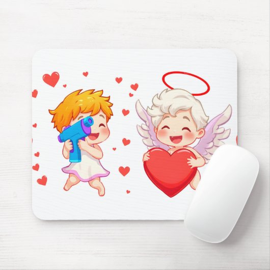 バレンタインデー2025かわいい天使よくはしゃぐたち❤️👼 マウスパッド (マウス)