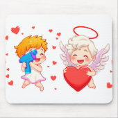 バレンタインデー2025かわいい天使よくはしゃぐたち❤️👼 マウスパッド (正面)