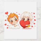 バレンタインデー2025かわいい天使よくはしゃぐたち❤️👼 ワインラベル (シングルラベル)