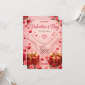 バレンタインデー2026　ロマンチックな愛のグリーティング カード (正面/裏面インサイチュ)