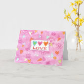 バレンタインデー3ハートラブスタンプカード カード (黄色い花)