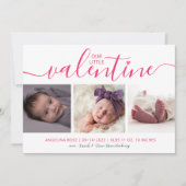 バレンタインデー3フォトピンクハート シーズンカード (正面)