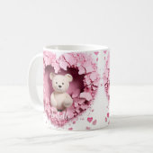 バレンタインデー3D – テディベア コーヒーマグカップ (正面左)